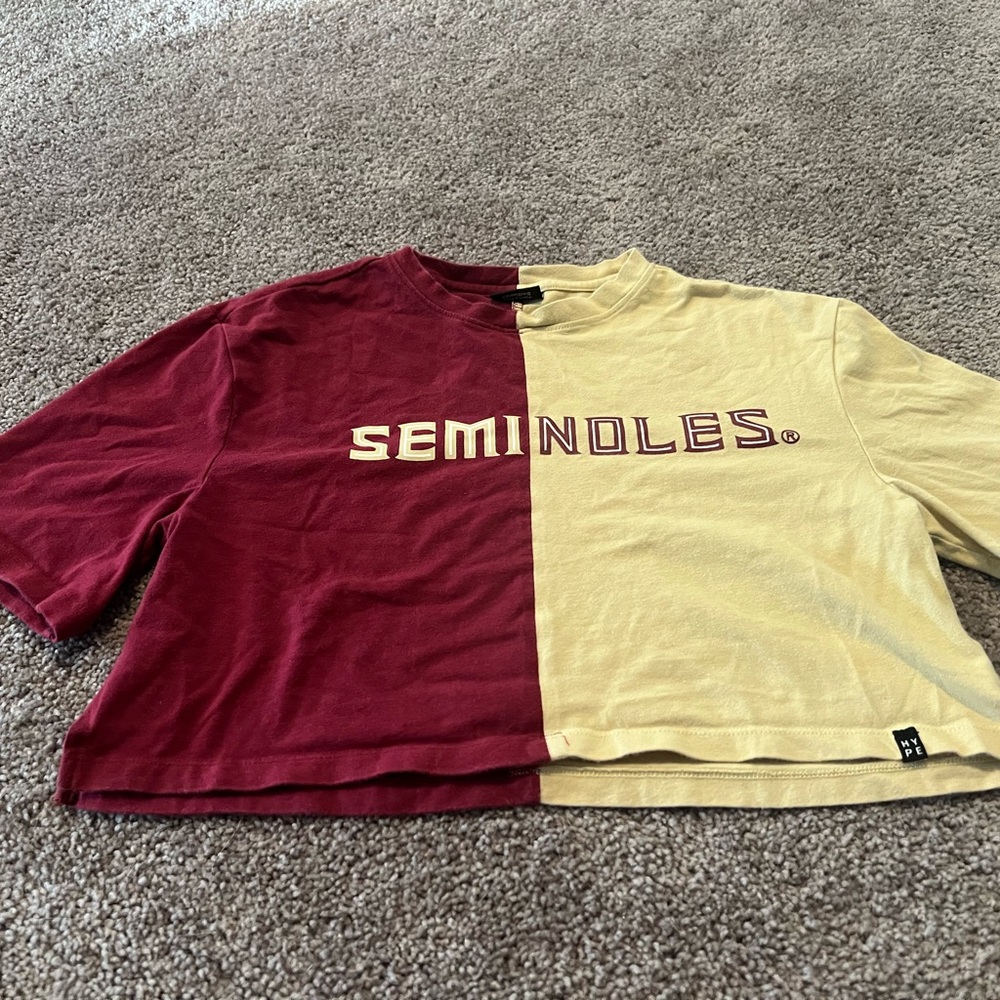 Seminoles Two-Tone Crop Top - Red and Yellow